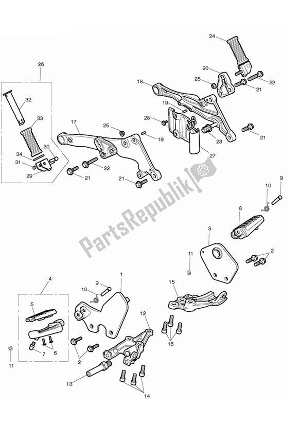 Todas las partes para Reposapiés Y Montajes de Triumph Thunderbird 1700 2010 - 2014