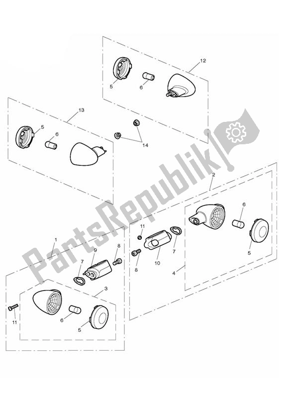 All parts for the Indicators of the Triumph Thunderbird 1700 2010 - 2014