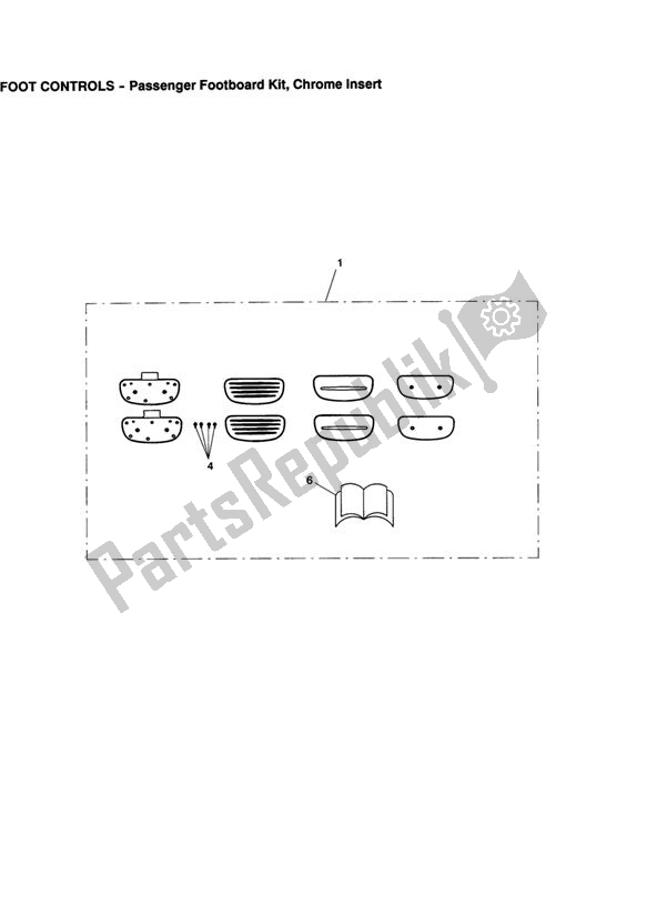 All parts for the Passenger Footboard Kit, Chrome Insert of the Triumph Thunderbird 1700 2010 - 2014