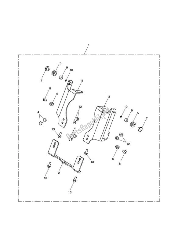 Alle onderdelen voor de Screen Mounting Brackets van de Triumph Thunderbird 1700 2010 - 2014