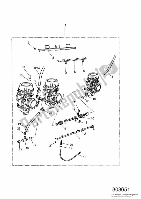 Alle onderdelen voor de Carburettors > Eng No 62506 van de Triumph Thunderbird 885 1995 - 2003