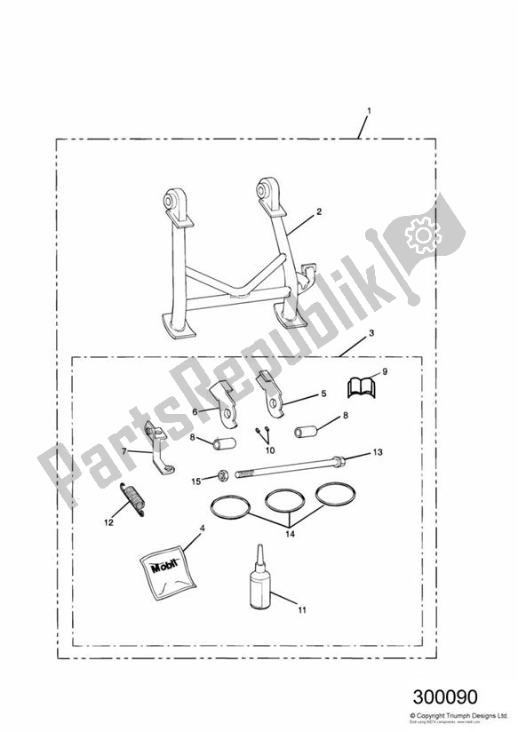 All parts for the Centre Stand of the Triumph Thunderbird 885 1995 - 2003