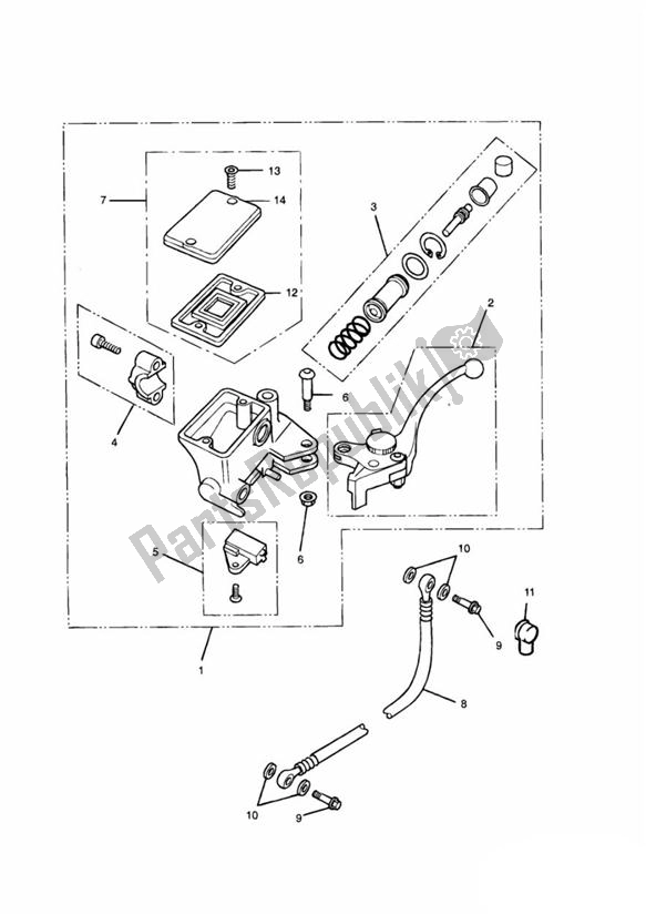 All parts for the Clutch Master Cylinder of the Triumph Thunderbird 885 1995 - 2003