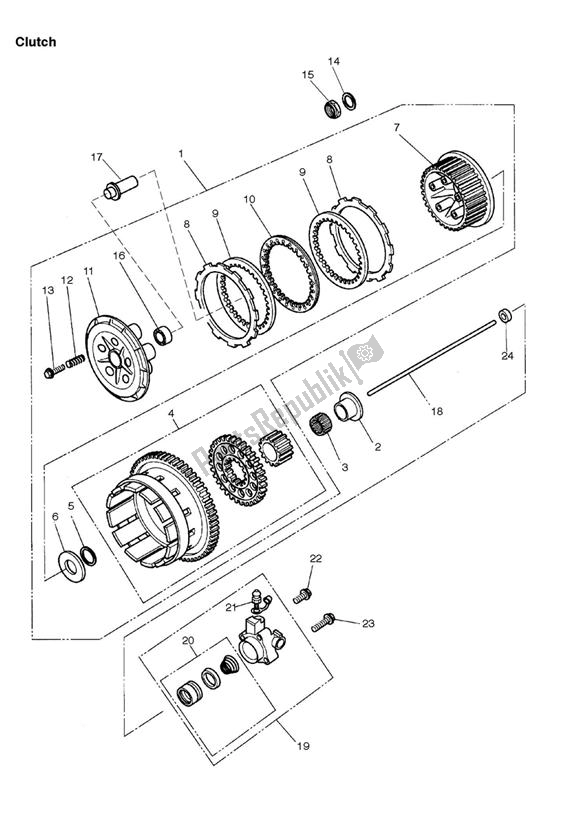 All parts for the Clutch of the Triumph Thunderbird 885 1995 - 2003