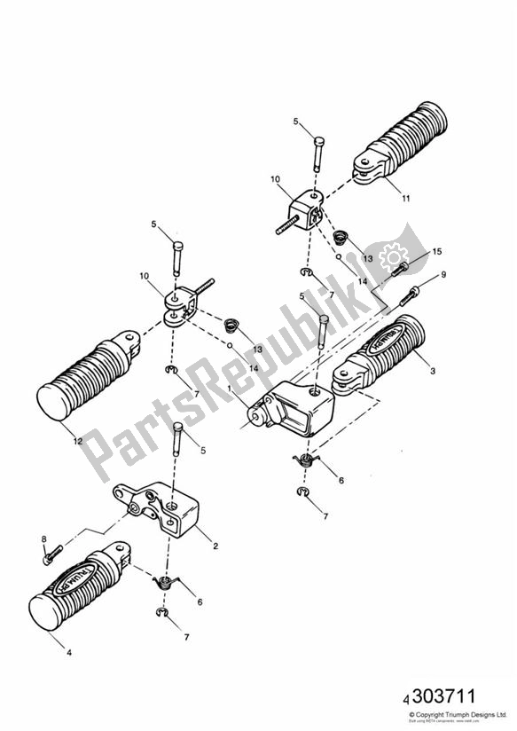 All parts for the Footrests & Mountings of the Triumph Thunderbird 885 1995 - 2003