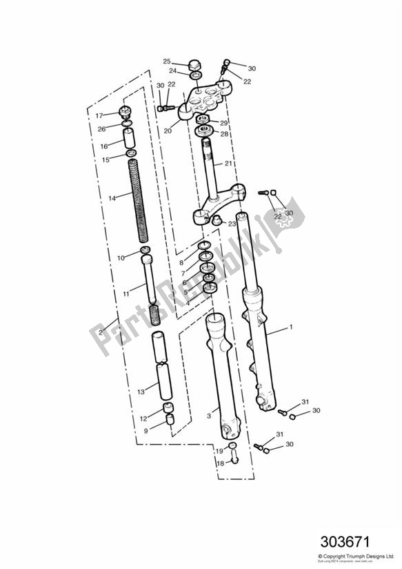 All parts for the Front Forks And Yokes 92894 > of the Triumph Thunderbird 885 1995 - 2003