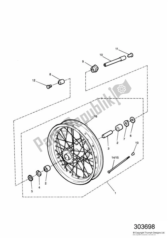 All parts for the Front Wheel of the Triumph Thunderbird 885 1995 - 2003