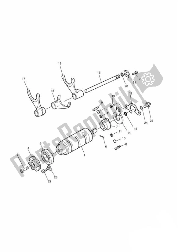 All parts for the Gear Selector Drum of the Triumph Thunderbird 885 1995 - 2003