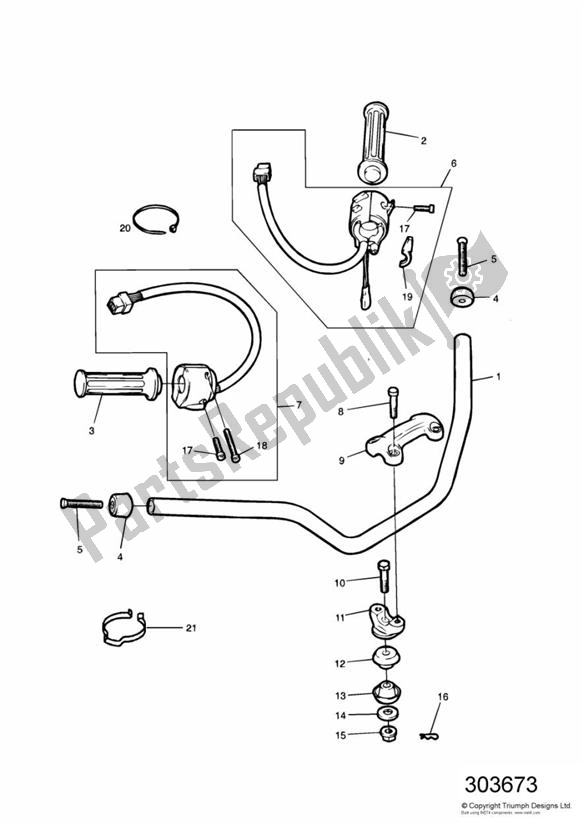 Alle onderdelen voor de Handlebars And Switches van de Triumph Thunderbird 885 1995 - 2003