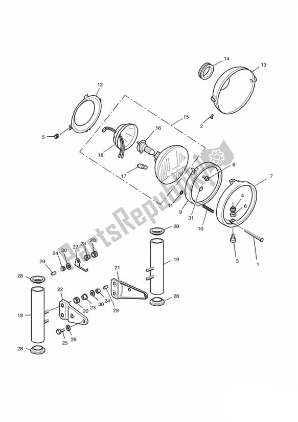 Wszystkie części do Headlight/mountings Triumph Thunderbird 885 1995 - 2003