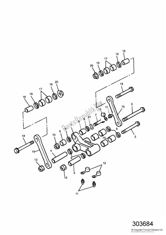 All parts for the Rear Suspension Linkage of the Triumph Thunderbird 885 1995 - 2003