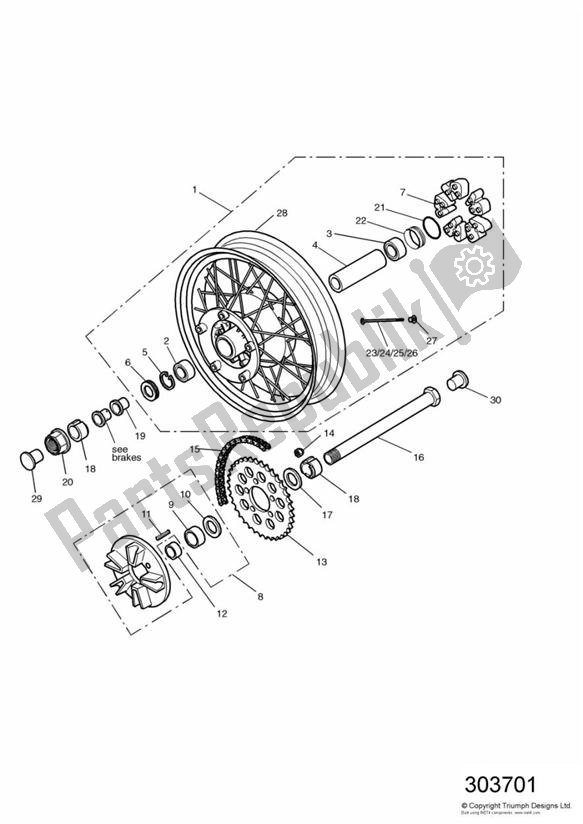 Alle onderdelen voor de Rear Wheel/final Drive 29156 > van de Triumph Thunderbird 885 1995 - 2003