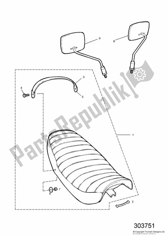 All parts for the Seat/mirrors > 55071 of the Triumph Thunderbird 885 1995 - 2003