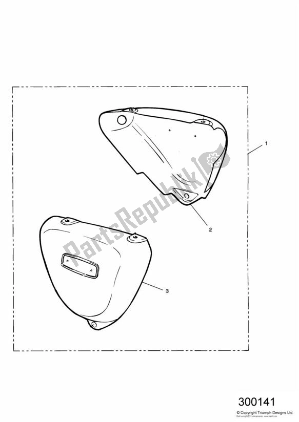 All parts for the Side Panel Kit (colour Co-ordinated) of the Triumph Thunderbird 885 1995 - 2003