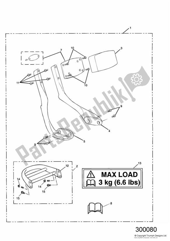 Todas las partes para Sissy Bar & Rack - Chromium & Polished Finish de Triumph Thunderbird 885 1995 - 2003