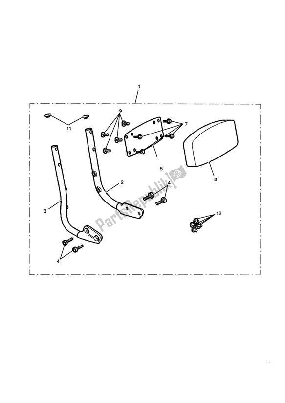 All parts for the Sissy Bar Kit, Mk 3 of the Triumph Thunderbird 885 1995 - 2003