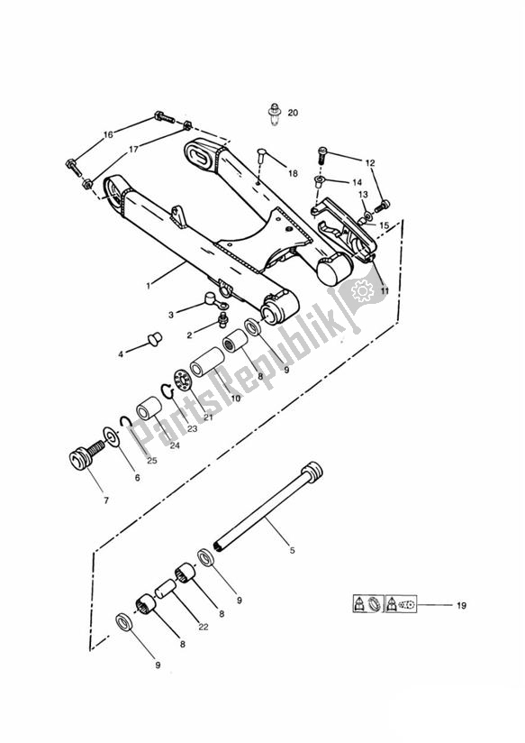 Todas las partes para Swinging Arm 101854 > (except 102063 > 102074 Inclusive) de Triumph Thunderbird 885 1995 - 2003