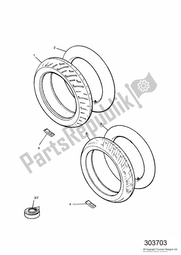 All parts for the Tyres/inner Tube of the Triumph Thunderbird 885 1995 - 2003