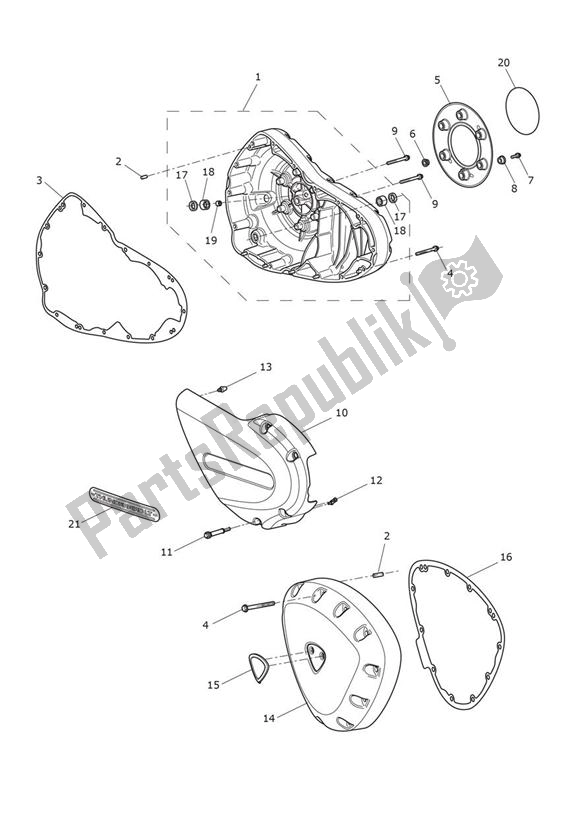 All parts for the Engine Covers of the Triumph Thunderbird Commander 1700 2014 - 2015