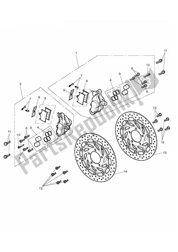 Toutes les pièces pour le étrier Et Disques De Frein Avant du Triumph Thunderbird Commander 1700 2014 - 2015