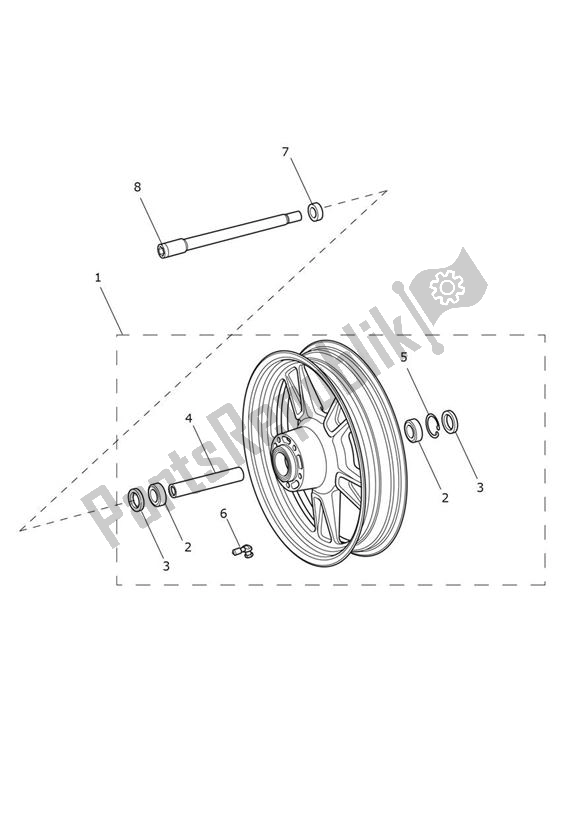 All parts for the Front Wheel of the Triumph Thunderbird Commander 1700 2014 - 2015