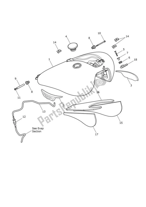 All parts for the Fuel Tank & Fittings of the Triumph Thunderbird Commander 1700 2014 - 2015