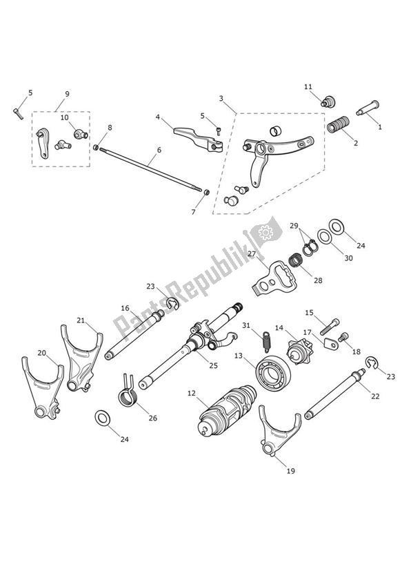 All parts for the Gear Selectors & Pedal of the Triumph Thunderbird Commander 1700 2014 - 2015