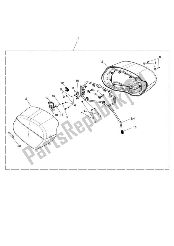 All parts for the Leather Saddlebags of the Triumph Thunderbird Commander 1700 2014 - 2015