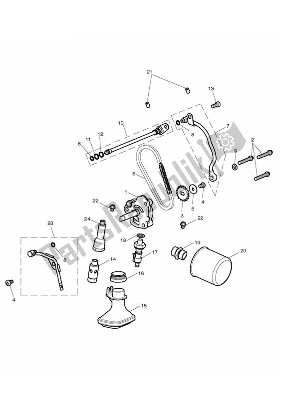 All parts for the Lubrication System of the Triumph Thunderbird Commander 1700 2014 - 2015