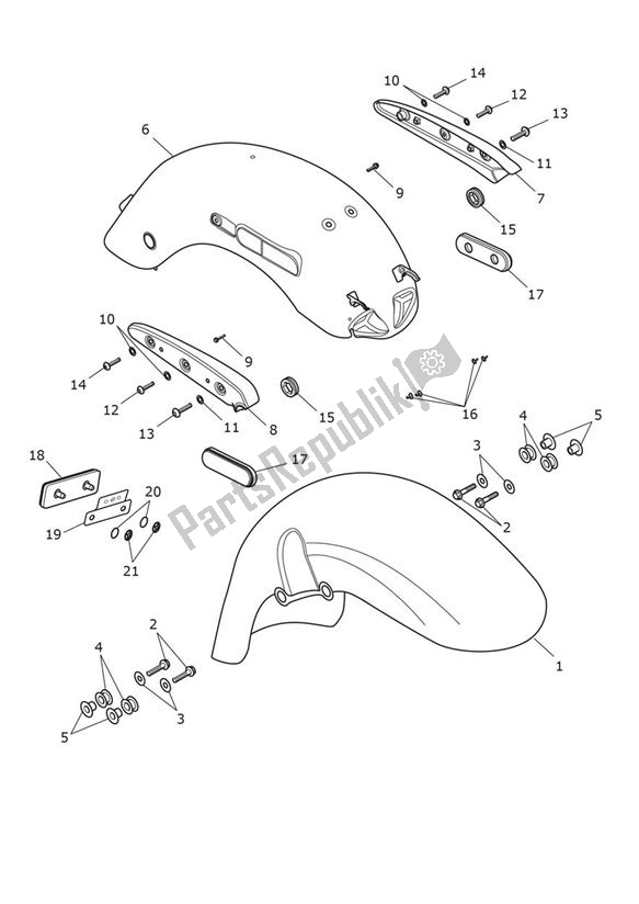 Toutes les pièces pour le Garde-boue du Triumph Thunderbird Commander 1700 2014 - 2015