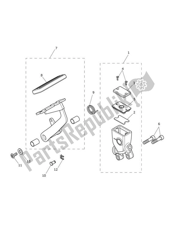 All parts for the Rear Brake Master Cylinder, Reservoir & Pedal of the Triumph Thunderbird Commander 1700 2014 - 2015