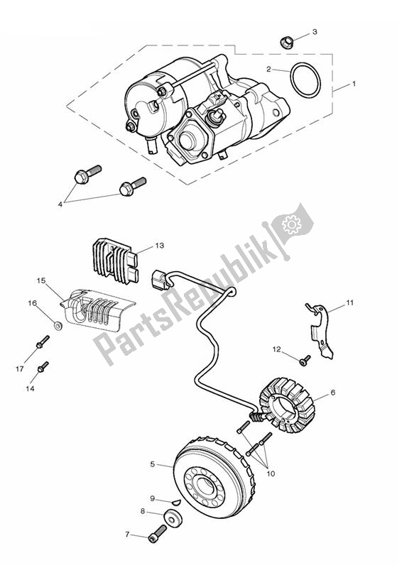 All parts for the Starter & Alternator of the Triumph Thunderbird Commander 1700 2014 - 2015