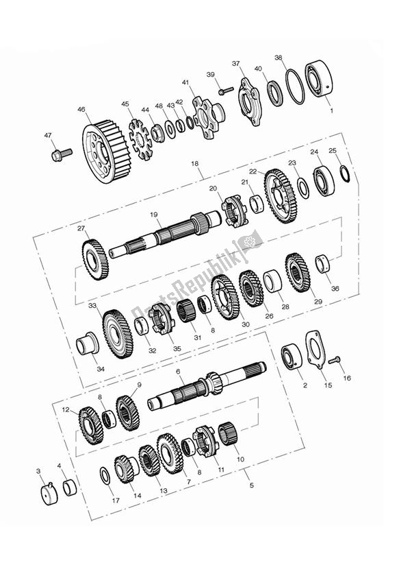 All parts for the Transmission of the Triumph Thunderbird Commander 1700 2014 - 2015