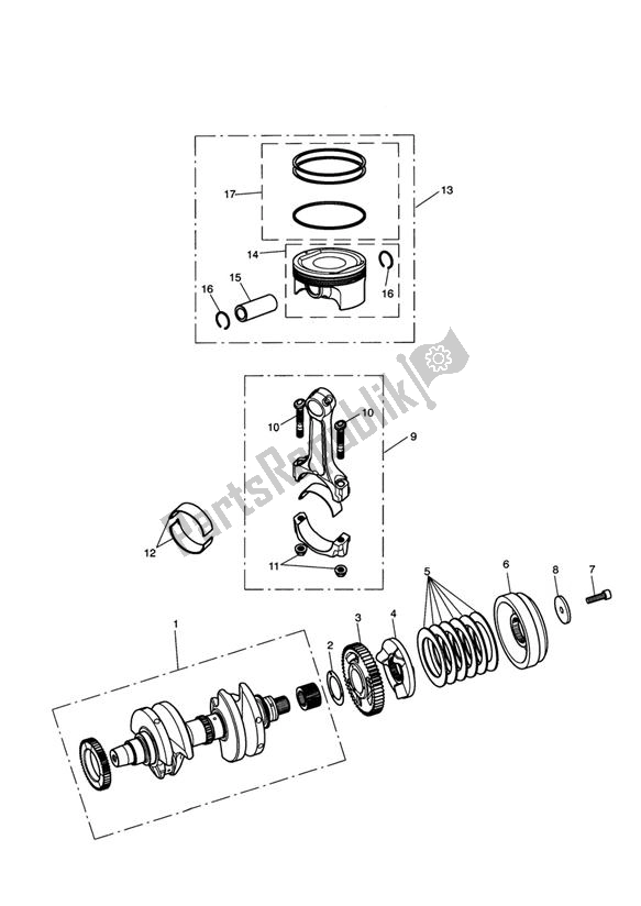 Todas las partes para Crankshaft, Connecting Rods & Pistons de Triumph Thunderbird LT 1700 2014 - 2015