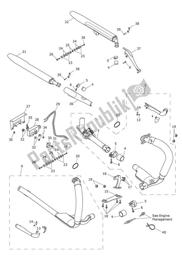 Todas las partes para Sistema De Escape de Triumph Thunderbird LT 1700 2014 - 2015