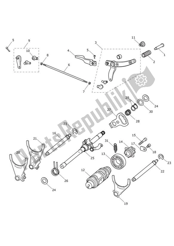 Toutes les pièces pour le Gear Selectors & Pedal du Triumph Thunderbird LT 1700 2014 - 2015