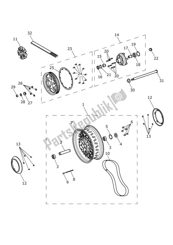 Todas las partes para Rueda Trasera Y Transmisión Final de Triumph Thunderbird LT 1700 2014 - 2015