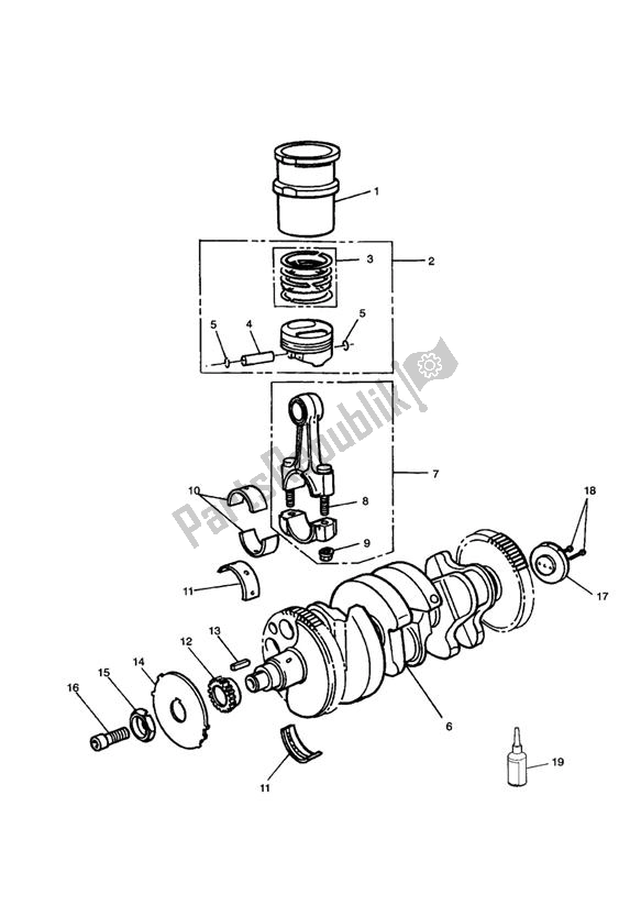 Todas las partes para Crankshaft/conn Rod/pistons And Liners de Triumph Thunderbird Sport 885 1998 - 2004