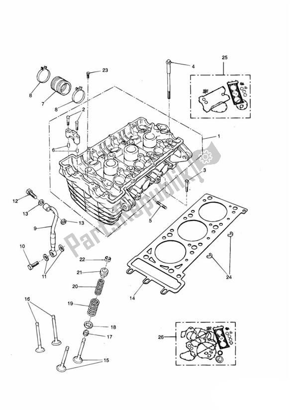 Tutte le parti per il Testata E Valvole del Triumph Thunderbird Sport 885 1998 - 2004
