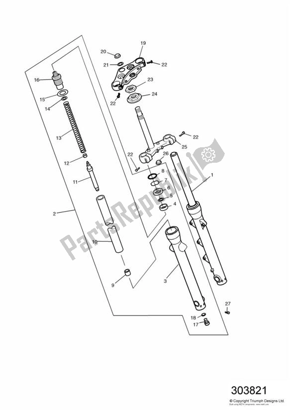 Todas as partes de Garfos E Garfos Dianteiros do Triumph Thunderbird Sport 885 1998 - 2004