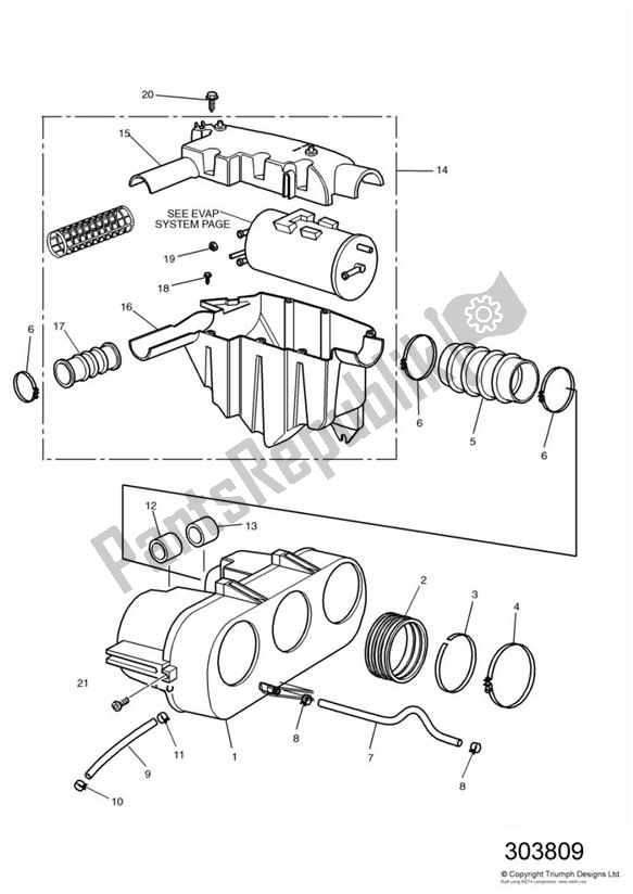 Toutes les pièces pour le Boite D'air du Triumph Thunderbird Sport 885 1998 - 2004