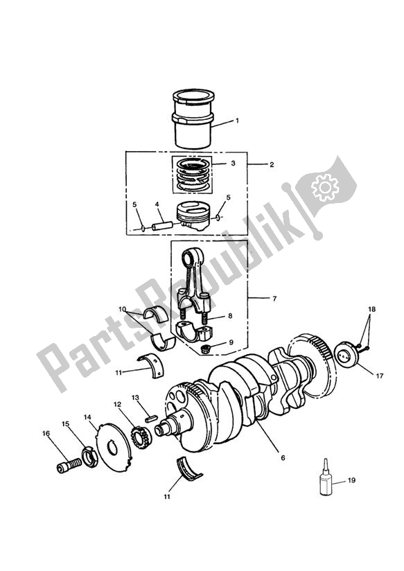 Toutes les pièces pour le Crankshaft/conn Rod/pistons And Liners du Triumph Thunderbird Sport 885 1998 - 2004