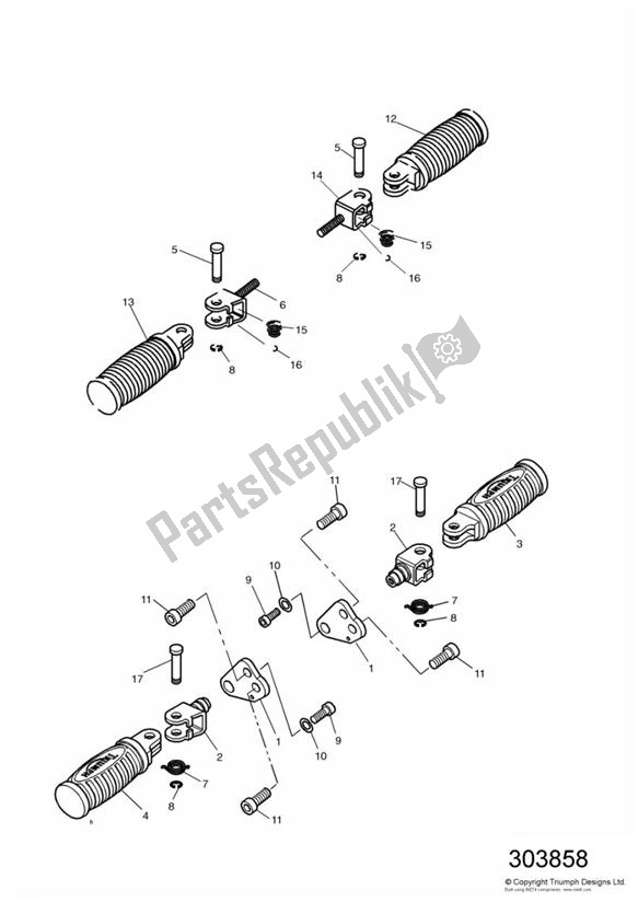 Todas las partes para Reposapiés Y Montajes de Triumph Thunderbird Sport 885 1998 - 2004