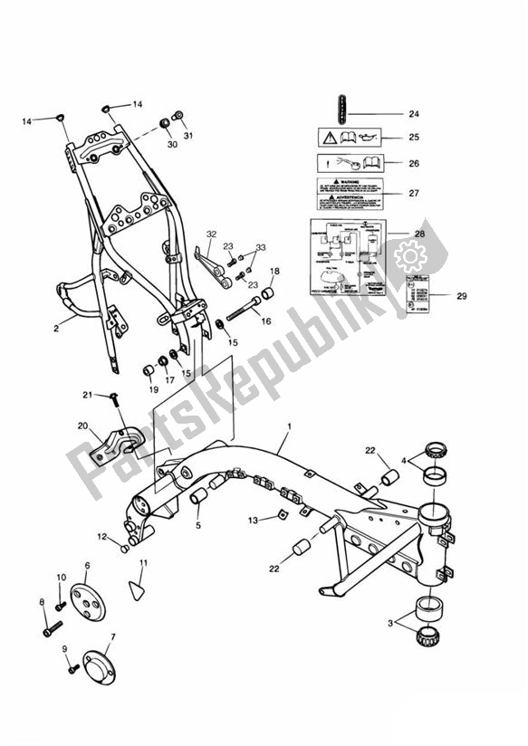 Toutes les pièces pour le Cadre Principal Et Raccords du Triumph Thunderbird Sport 885 1998 - 2004