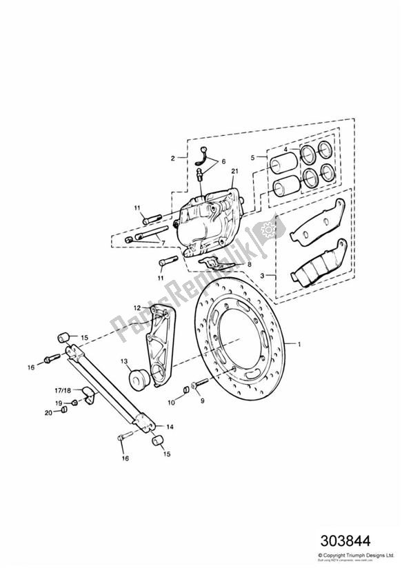 Todas las partes para Rear Brake Disc And Caliper de Triumph Thunderbird Sport 885 1998 - 2004