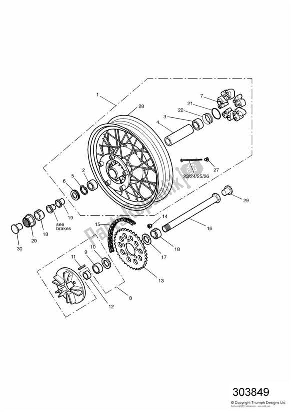 Todas las partes para Rear Wheel/final Drive de Triumph Thunderbird Sport 885 1998 - 2004