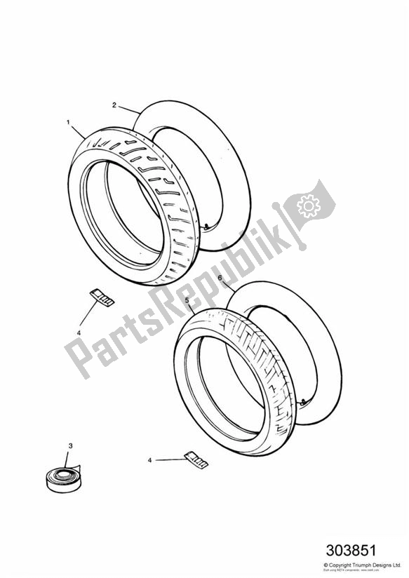 Todas as partes de Tyres/inner Tube do Triumph Thunderbird Sport 885 1998 - 2004