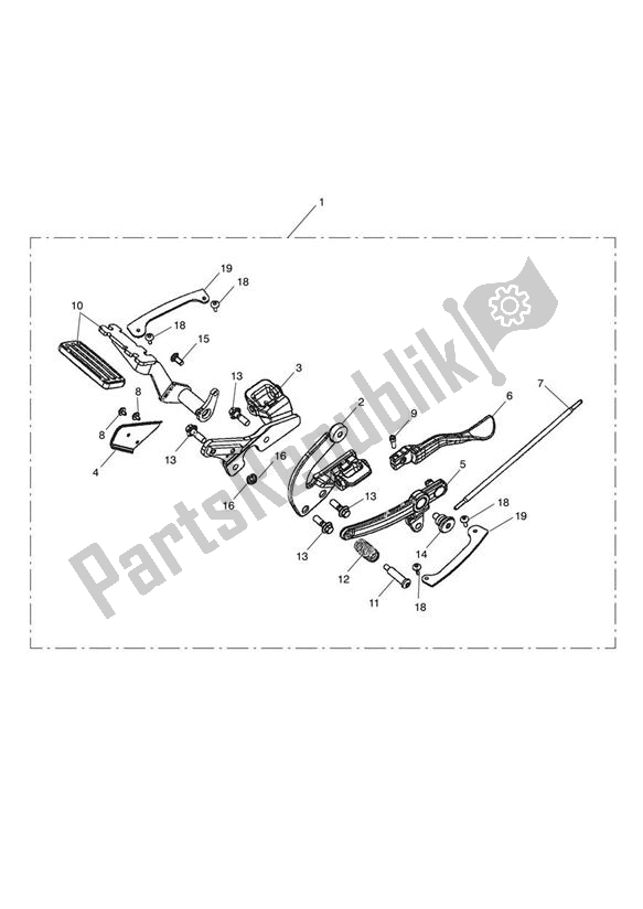 Tutte le parti per il Footboard Control & Mtg Kit, Rider del Triumph Thunderbird Storm 1600 2010 - 2014