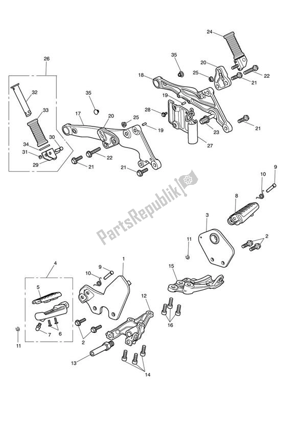 Tutte le parti per il Poggiapiedi E Supporti del Triumph Thunderbird Storm 1600 2010 - 2014