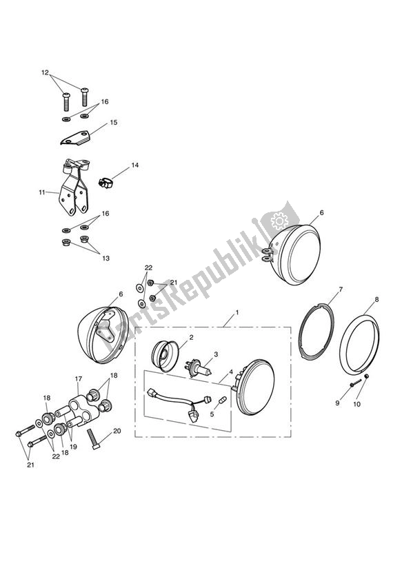 Tutte le parti per il Gruppo Faro del Triumph Thunderbird Storm 1600 2010 - 2014